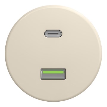 Kliklap - Retro USB vtičnica A+C brez okvirja, bež
