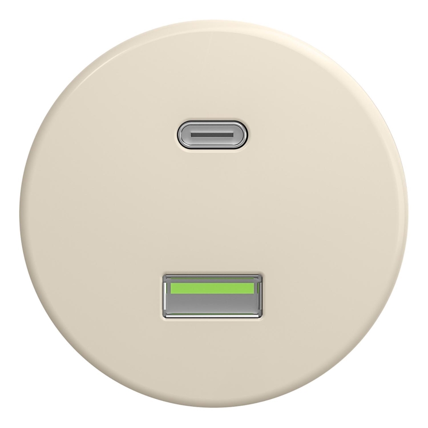 Kliklap - Retro USB vtičnica A+C brez okvirja, bež
