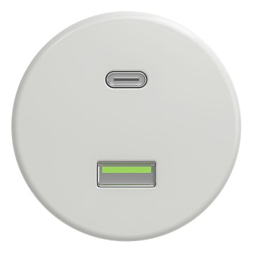 Kliklap - Retro USB vtičnica A+C brez okvirja keramična bela