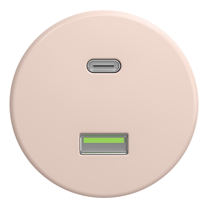 Kliklap - Retro USB vtičnica A+C brez okvirja prašno rožnata