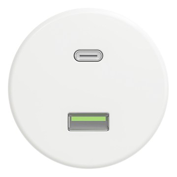 Kliklap - Retro USB vtičnica A+C brez okvirja snežno bela