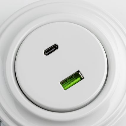 Kliklap - Retro USB vtičnica A+C s keramičnim okvirjem, bela