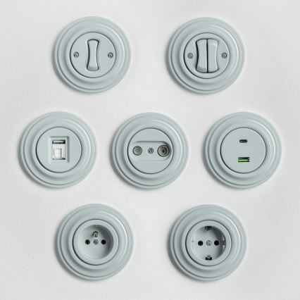 Kliklap - Retro USB vtičnica A+C s sivim okvirjem