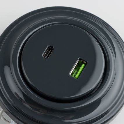 Kliklap - Retro USB vtičnica A+C z antracitnim okvirjem