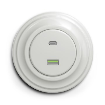 Kliklap - Retro USB vtičnica A+C z okvirjem, bela