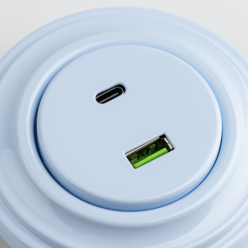 Kliklap - Retro USB vtičnica A+C z okvirjem modra