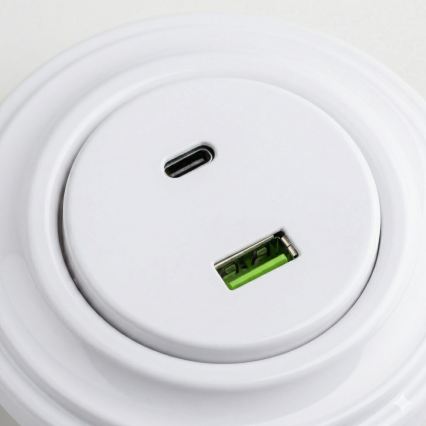 Kliklap - Retro USB vtičnica A+C z okvirjem v snežno beli barvi