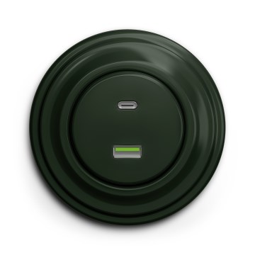 Kliklap - Retro USB vtičnica A+C z okvirjem zelena