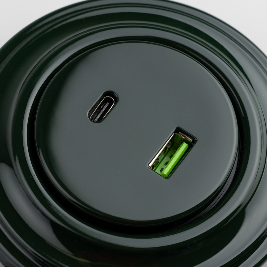 Kliklap - Retro USB vtičnica A+C z okvirjem zelena