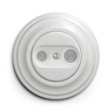 Kliklap - Retro vtičnica TV+R (prehodna) z okvirjem, keramično bela