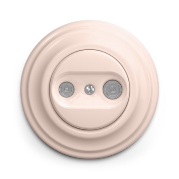 Kliklap - Retro vtičnica TV+R (prehodna) z okvirjem, staroružičasta