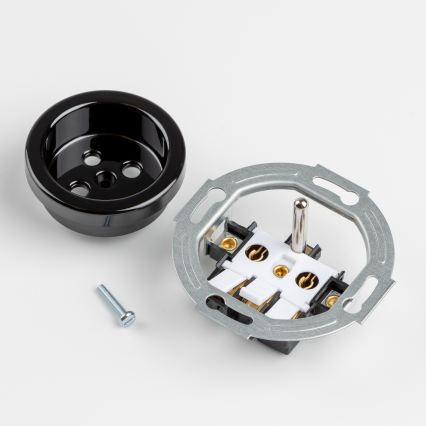 Kliklap - Retro vtičnica za dom z okvirjem, 230 V, črna