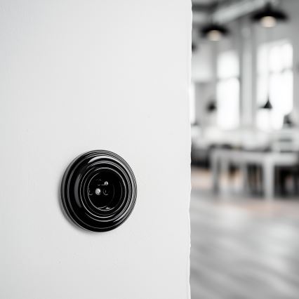 Kliklap - Retro vtičnica za dom z okvirjem, 230 V, črna