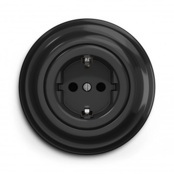 Kliklap - Retro vtičnica za dom z okvirjem SCHUKO 230 V/16 A, črna