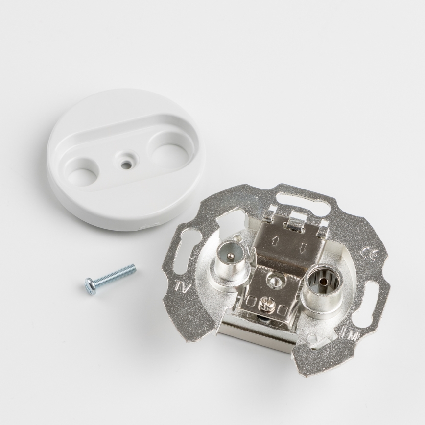 Kliklap - Retro vtičnica za TV in radio (prehodna) brez okvirja, keramično bela