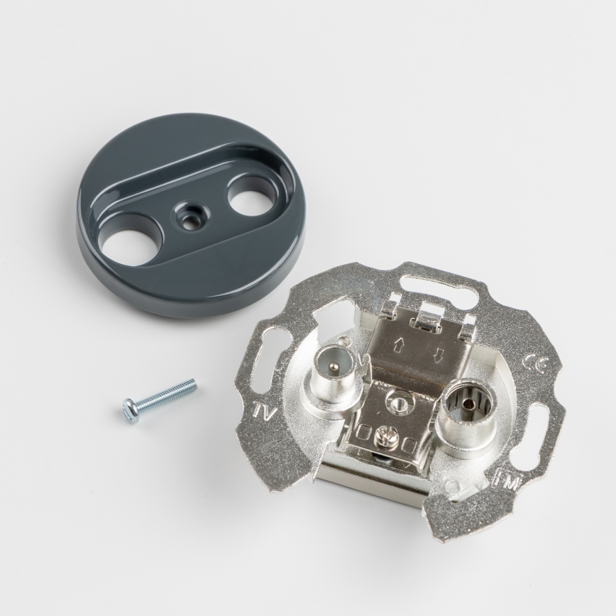 Kliklap - Retro vtičnica za TV in radio (prehodna) z antracitnim okvirjem