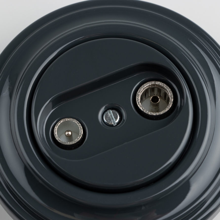 Kliklap - Retro vtičnica za TV in radio (prehodna) z antracitnim okvirjem