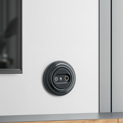 Kliklap - Retro vtičnica za TV in radio (prehodna) z antracitnim okvirjem