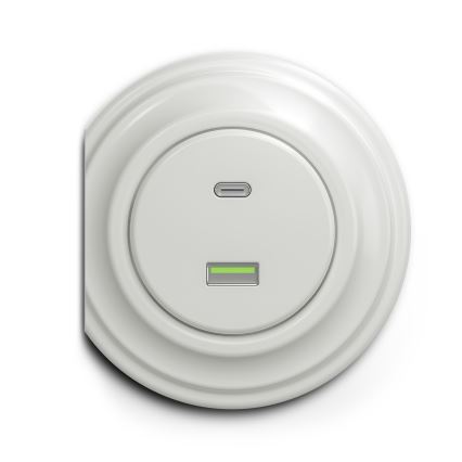 Kliklap - Starinska USB vtičnica A+C bela