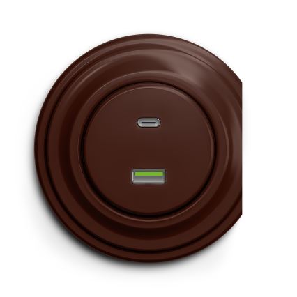 Kliklap - Starinska USB vtičnica A+C rjava