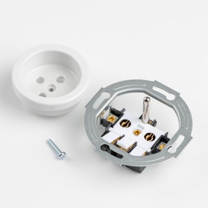 Kliklap - Trojna retro stenska vtičnica z okvirjem 230V snežno bela