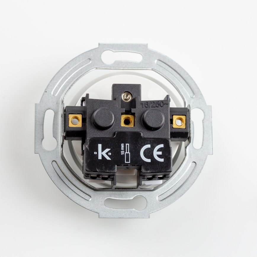 Kliklap - Trojna retro stenska vtičnica z okvirjem 230V snežno bela