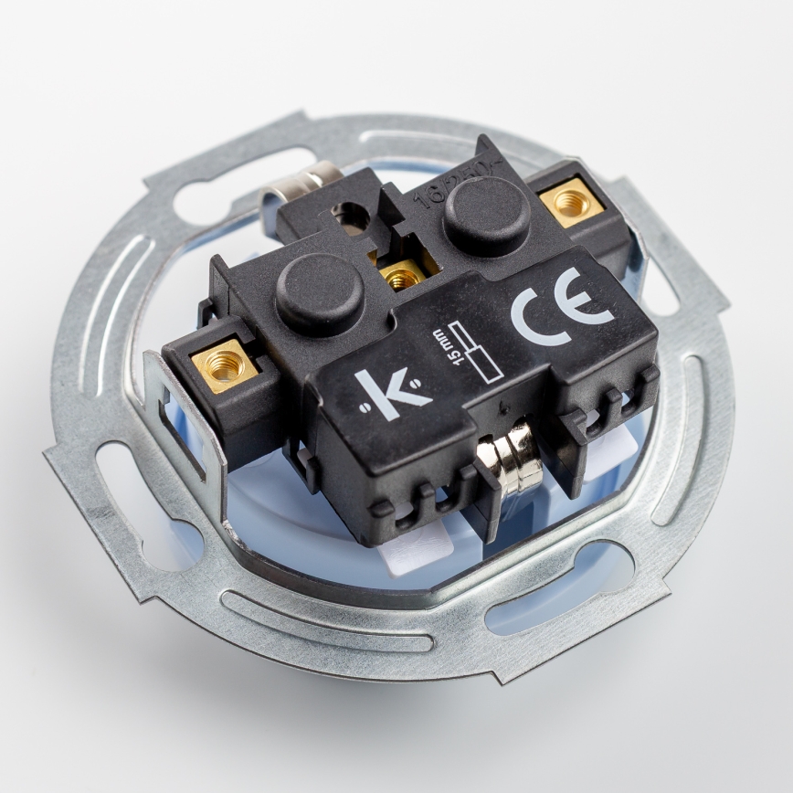 Kliklap - Trojna retro vtičnica za dom s okvirjem SCHUKO, 230 V, modra