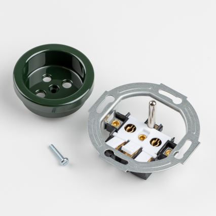 Kliklap - Trojna retro vtičnica za dom z okvirjem, 230 V, zelena