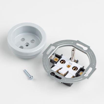 Kliklap - Trojna retro vtičnica za dom z okvirjem 230V siva