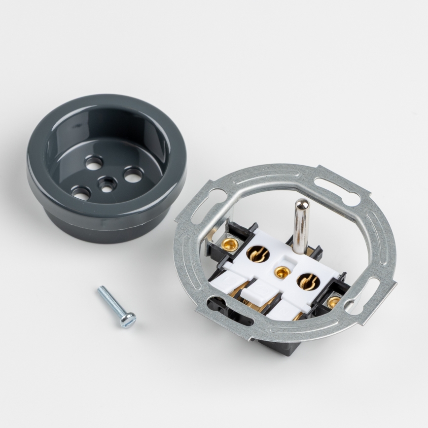 Kliklap - Trojna retro vtičnica za hišno uporabo z okvirjem 230 V, antracit