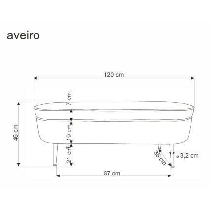 Klop s predalom AVEIRO 46x120 cm bela