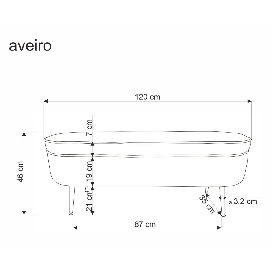 Klop s predalom AVEIRO 46x120 cm bela