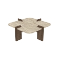 Klubska miza PURO 90x90 cm travertin/oreh