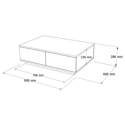 Klubska mizica 28,6x90 cm bor atlantic/bela