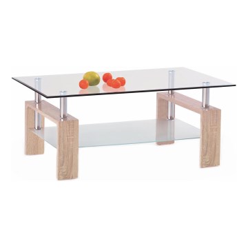 Klubska mizica 55x110 cm prozorna/hrast sonoma