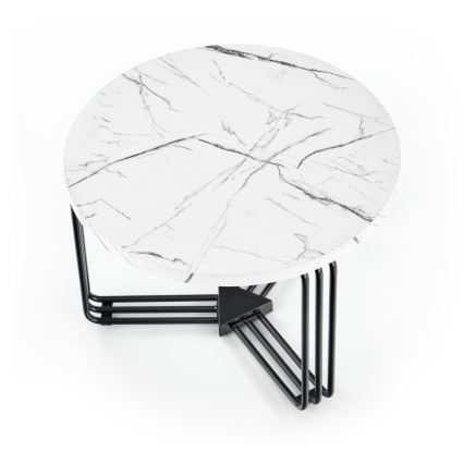 Klubska mizica ANTICA 41x55 cm črna/marmor decor