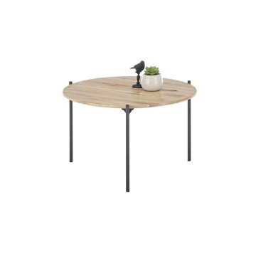Klubska mizica AURA, premer 55 cm, hrast/antracit