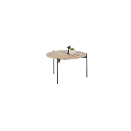 Klubska mizica AURA, premer 55 cm, hrast/antracit