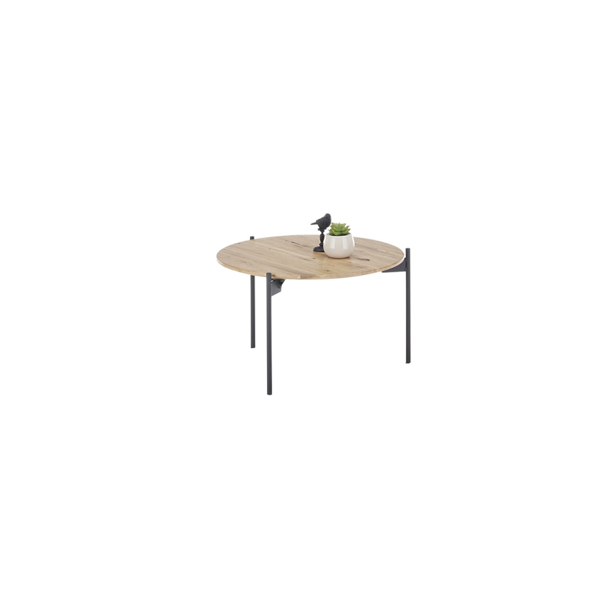 Klubska mizica AURA, premer 55 cm, hrast/antracit