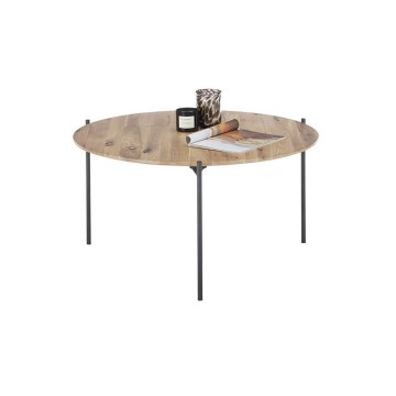 Klubska mizica AURA, premer 74 cm, hrast/antracit