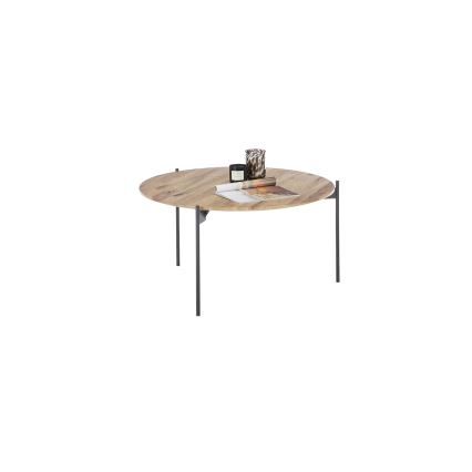 Klubska mizica AURA, premer 74 cm, hrast/antracit