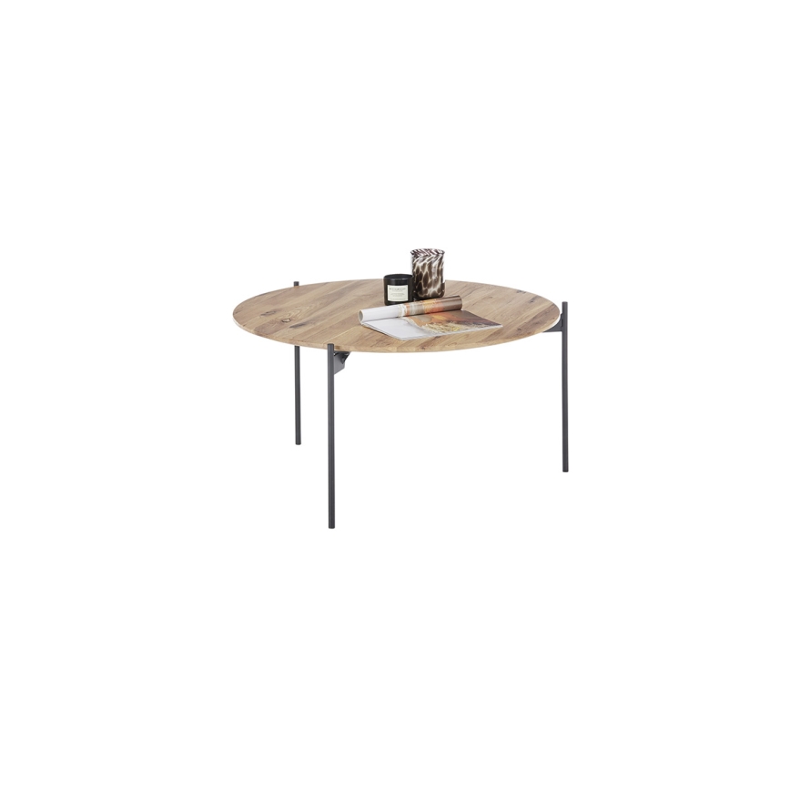 Klubska mizica AURA, premer 74 cm, hrast/antracit