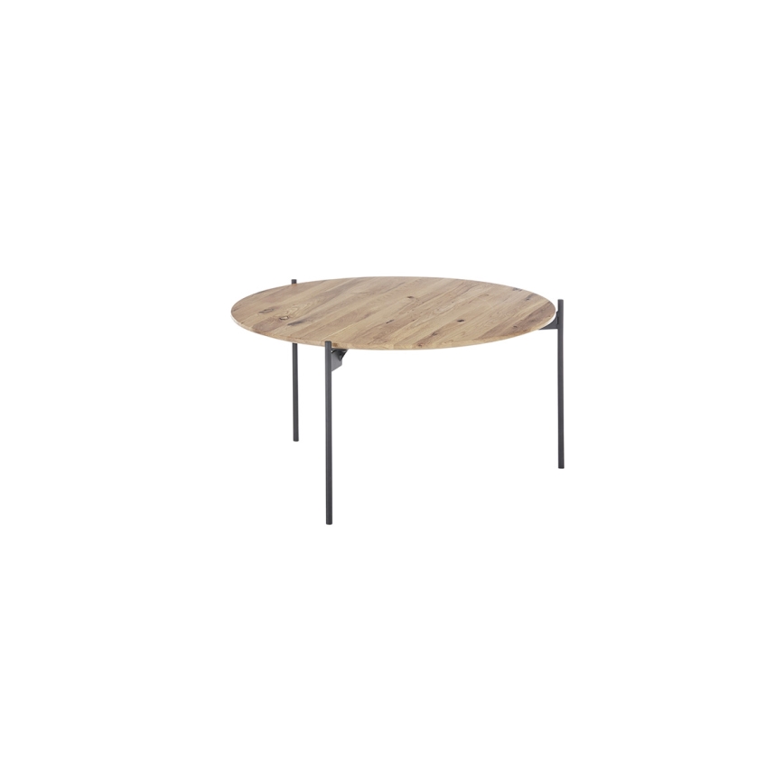 Klubska mizica AURA, premer 74 cm, hrast/antracit