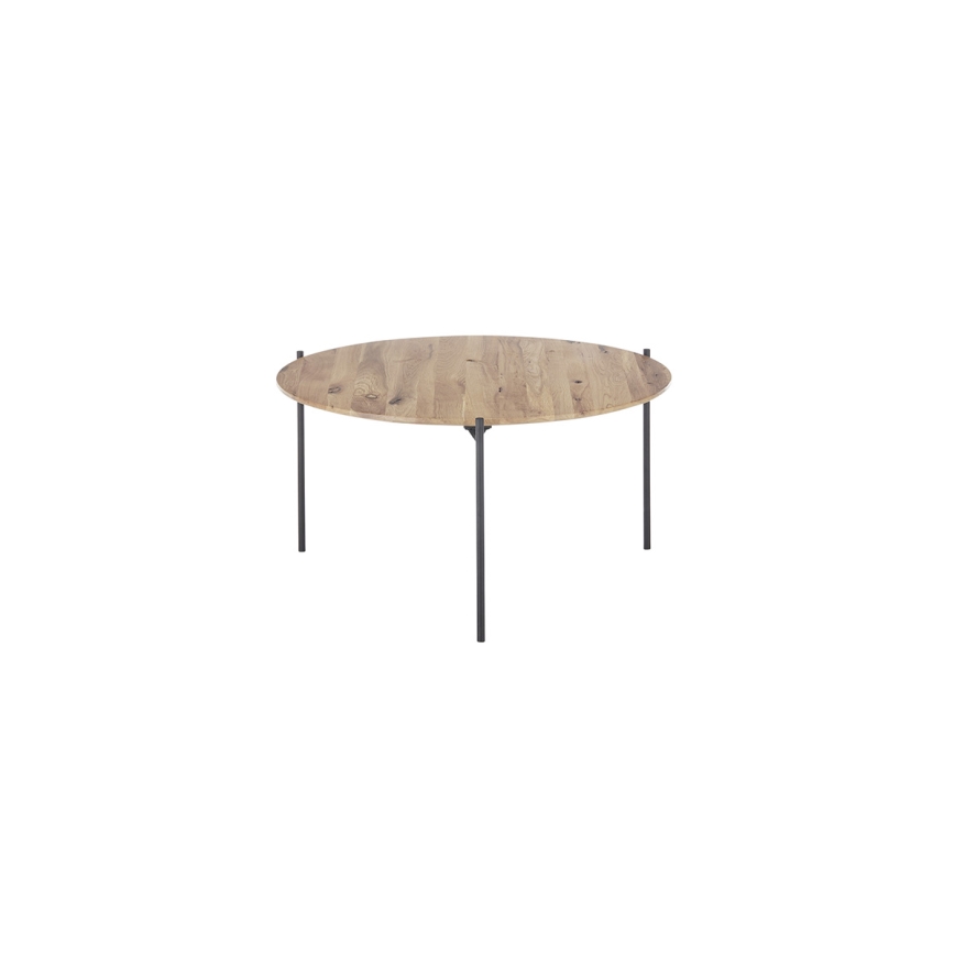 Klubska mizica AURA, premer 74 cm, hrast/antracit