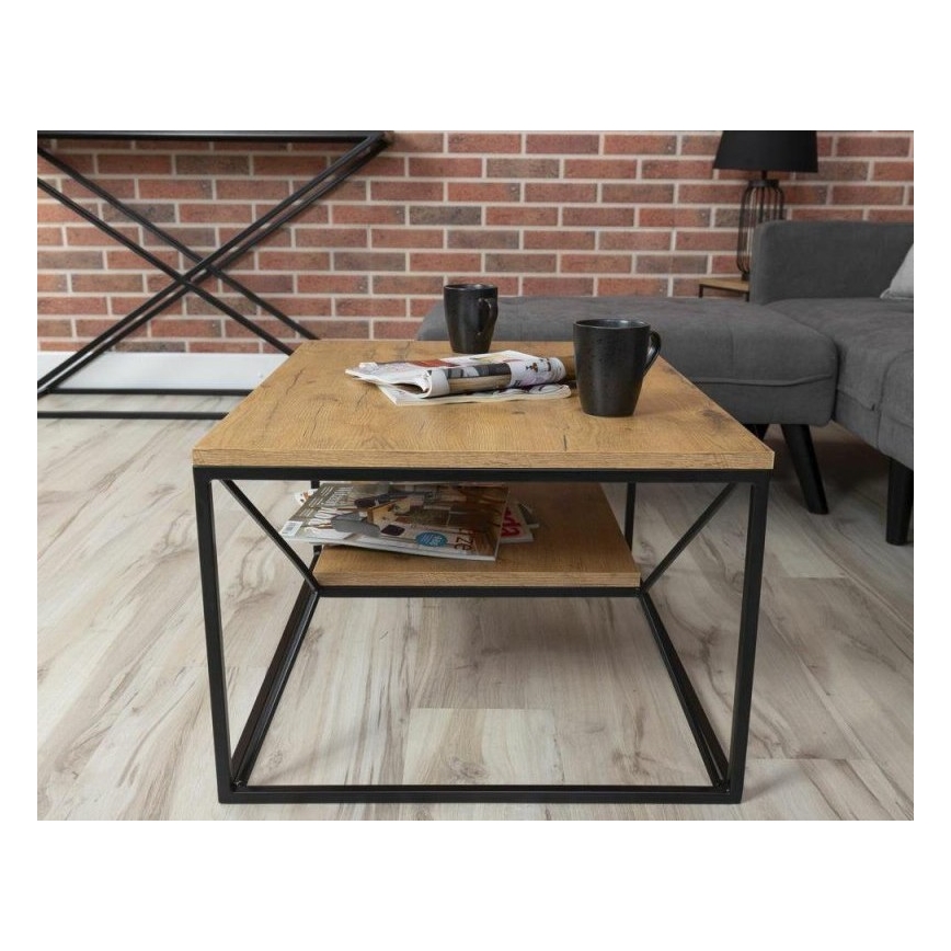 Klubska mizica BASICLOFT 40x80 cm črna/rjava
