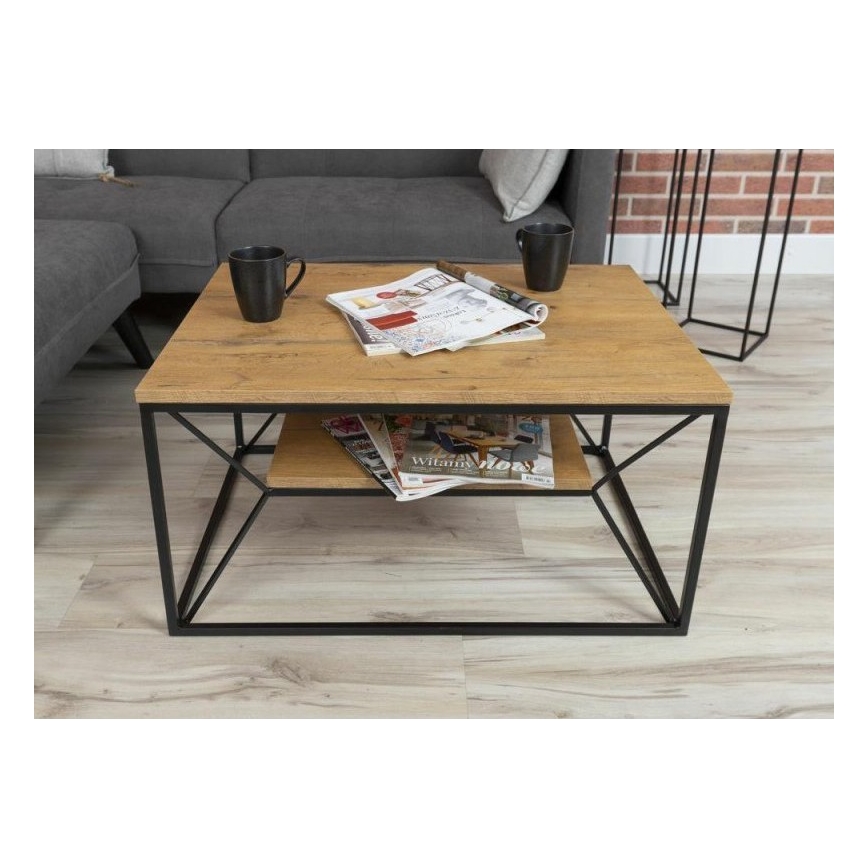 Klubska mizica BASICLOFT 40x80 cm črna/rjava