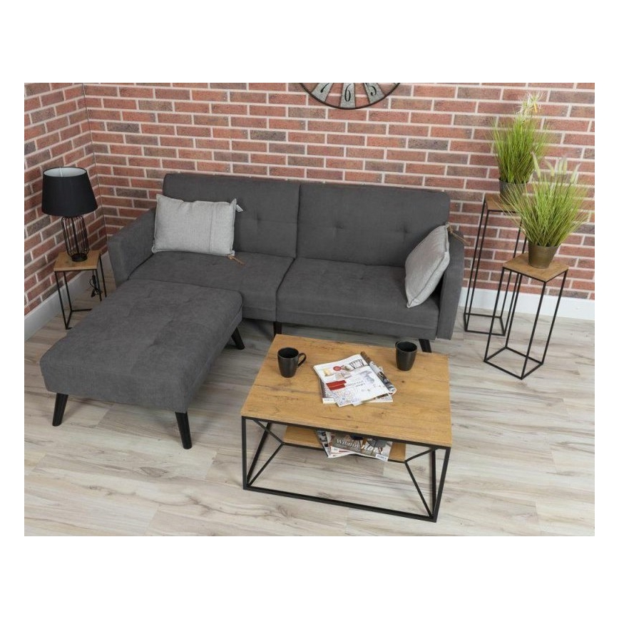 Klubska mizica BASICLOFT 40x80 cm črna/rjava