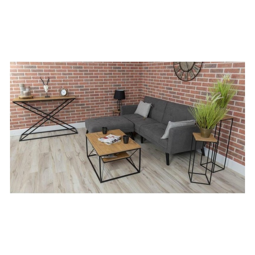 Klubska mizica BASICLOFT 40x80 cm črna/rjava
