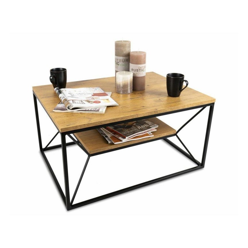 Klubska mizica BASICLOFT 40x80 cm črna/rjava