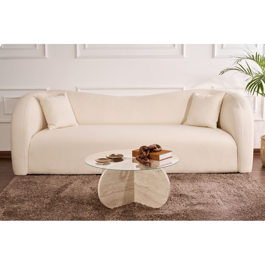 Klubska mizica BUBBLE, premer 75 cm, bež/prozorna